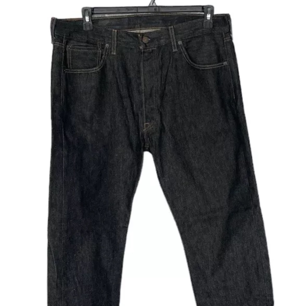 LEVIS 501 Mens Size 36x32 Classic Straight Leg Button Fly Dark Wash Denim Jeans